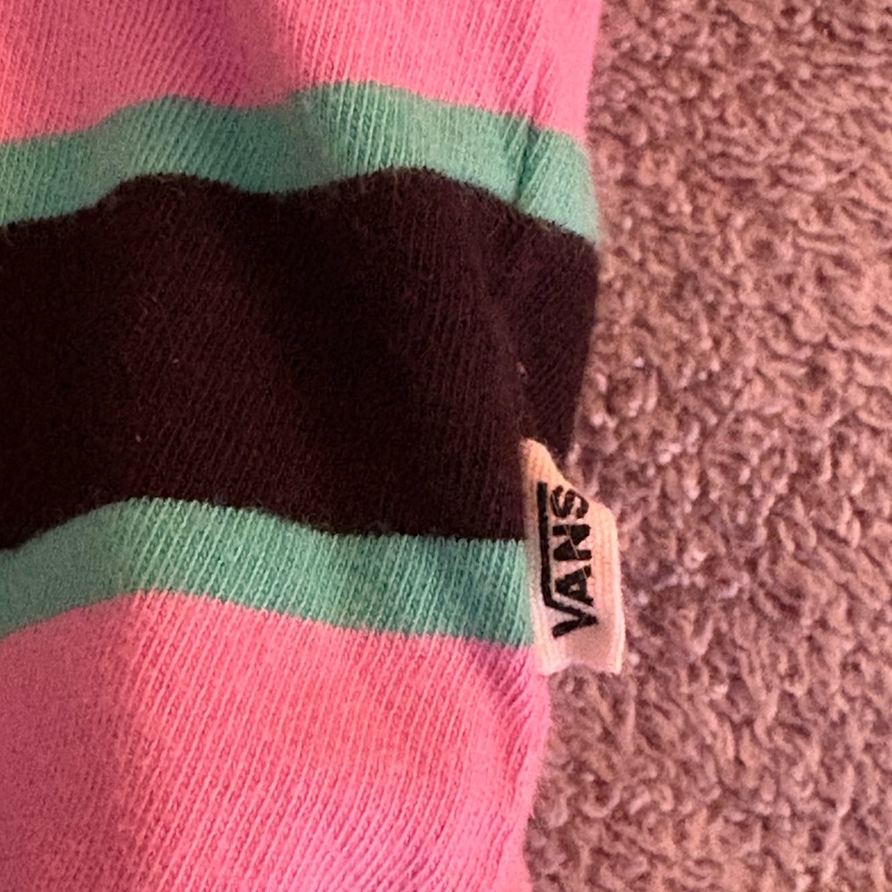 Vans Y2K Striped Pink and Black Juniors Large T-Shirt Short Sleeves Striped - Picture 4 of 8